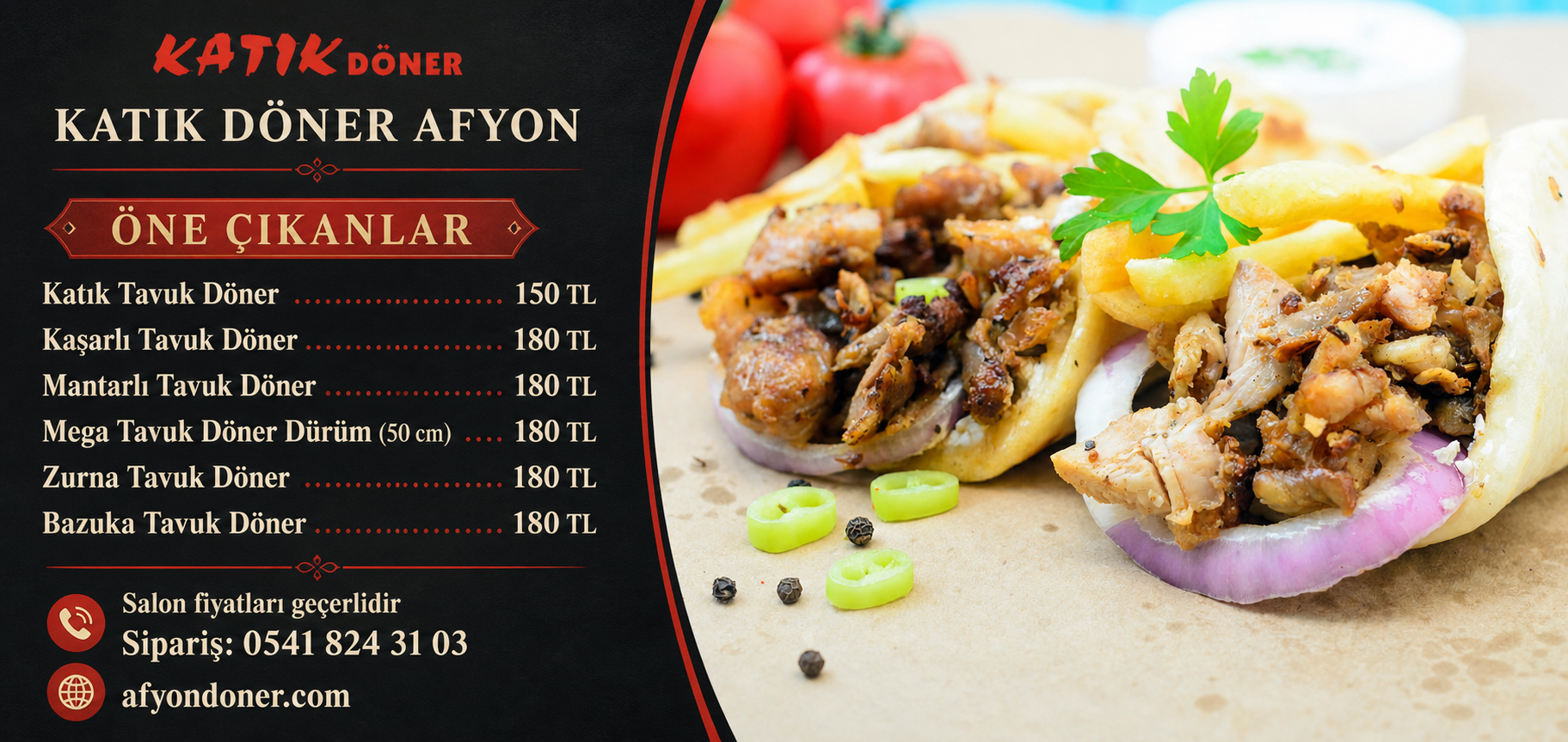 Katık Döner Afyonkarahisar öne çıkan döner menüsü ve gerçek yemek görseli